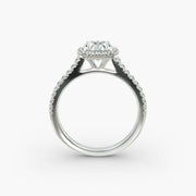Cushion Outline Pavé Diamond Halo Engagement Ring In Platinum