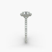 Cushion Outline Pavé Diamond Halo Engagement Ring In Platinum