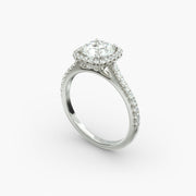 Cushion Outline Pavé Diamond Halo Engagement Ring In Platinum