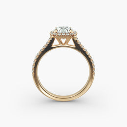 Cushion Outline Pavé Diamond Halo Engagement Ring In 14K Yellow Gold