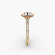 Cushion Outline Pavé Diamond Halo Engagement Ring In 14K Yellow Gold