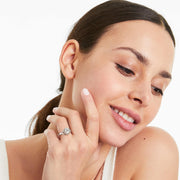 Interlaced Pavé Halo Vintage-Style Engagement Ring In 14K White Gold