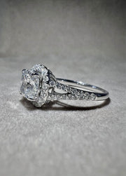 18ct White Gold Natural Cushion Cut 1.75ct F/VS1 Diamond Ladies Engagement Ring GIA