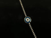 18ct Yellow Gold White Sapphire Evil Eye design Bracelet CodeA03T04