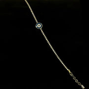 18ct Yellow Gold White Sapphire Evil Eye design Bracelet CodeA03T04
