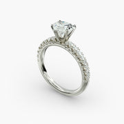 French Pavé Diamond Engagement Ring in Platinum