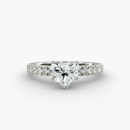 French Pavé Diamond Engagement Ring in Platinum