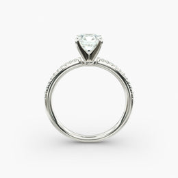 Petite Micropavé Diamond Engagement Ring in 14k White Gold