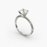 Petite Micropavé Diamond Engagement Ring in 14k White Gold