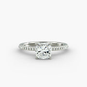 Petite Micropavé Diamond Engagement Ring in 14k White Gold