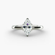Classic Simple Solitaire Engagement Ring in 14k White Gold