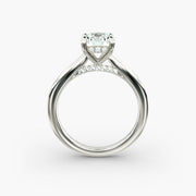 Delicate Hidden Halo Solitaire with Diamond Accent Engagement Ring in Platinum