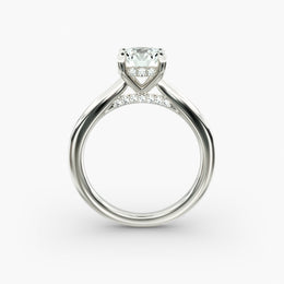Delicate Hidden Halo Solitaire with Diamond Accent Engagement Ring in Platinum