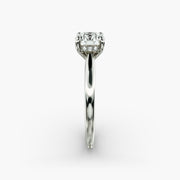 Delicate Hidden Halo Solitaire with Diamond Accent Engagement Ring in Platinum