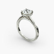 Delicate Hidden Halo Solitaire with Diamond Accent Engagement Ring in Platinum