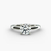 Delicate Hidden Halo Solitaire with Diamond Accent Engagement Ring in Platinum