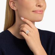 Majestic Crown Halo Diamond Engagement Ring in 18ct White Gold