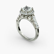 Majestic Crown Halo Diamond Engagement Ring in 18ct White Gold