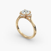 Graceful Ballerina Halo Diamond Engagement Ring in 18ct Yellow Gold