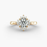 Graceful Ballerina Halo Diamond Engagement Ring in 18ct Yellow Gold