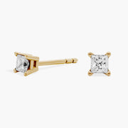 Princess Cut Diamond Stud Earrings in 18ct Yellow Gold