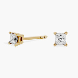 Princess Cut Diamond Stud Earrings in 18ct Yellow Gold