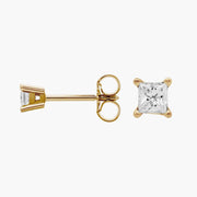 Princess Cut Diamond Stud Earrings in 18ct Yellow Gold