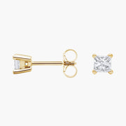 Princess Cut Diamond Stud Earrings Set in 18ct Yellow Gold