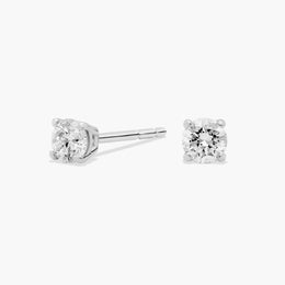Four-Prong Round Brilliant Diamond Stud Earrings in 18ct White Gold