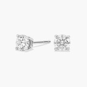 Four-Prong Round Brilliant Diamond Stud Earrings in 18ct White Gold