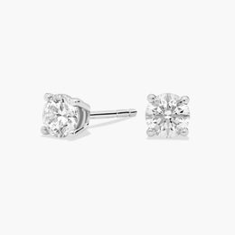 Four-Prong Round Brilliant Diamond Stud Earrings in 18ct White Gold