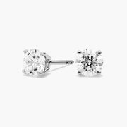 Round Brilliant Diamond Stud Earrings with Four-Prong Setting in 18ct White Gold