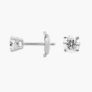 Round Brilliant Diamond Stud Earrings with Four-Prong Setting in 18ct White Gold
