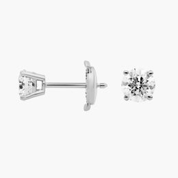 Round Brilliant Diamond Stud Earrings with Four-Prong Setting in 18ct White Gold