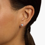 Round Brilliant Diamond Stud Earrings with Four-Prong Setting in 18ct White Gold