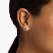 Round Brilliant Diamond Stud Earrings with Four-Prong Setting in 18ct White Gold