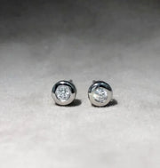 18ct White Gold Bezel Set Diamond Earrings CodeAT00201