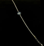18ct Yellow Gold White Sapphire Evil Eye design Bracelet CodeA03T04
