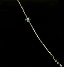 18ct Yellow Gold White Sapphire Evil Eye design Bracelet CodeA03T04